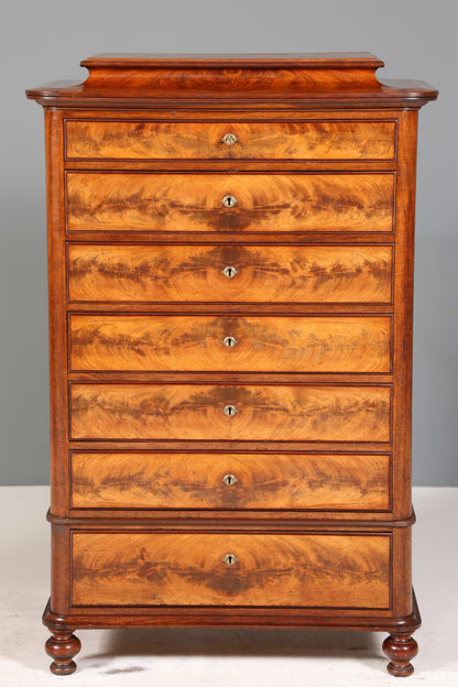 Wunderschöne Louis Philippe Chiffoniere um 1880 Gründerzeit Nussbaum Vertiko Schrank Semainier