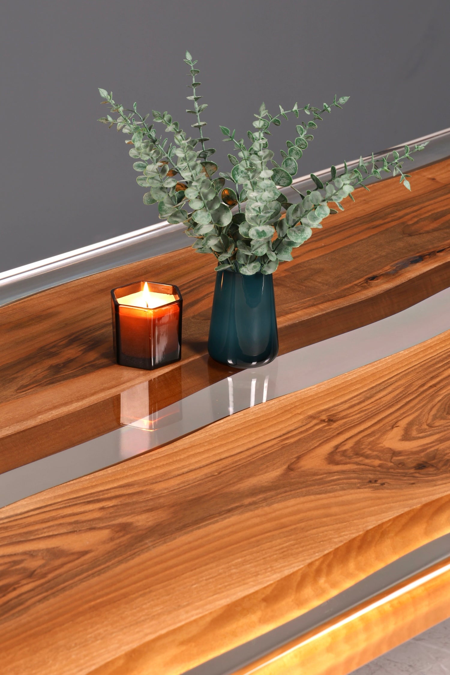 Wunderschöner Epoxidharz Tisch 220-90 cm Epoxy Nussbaum massiv Holz Esszimmer Tisch