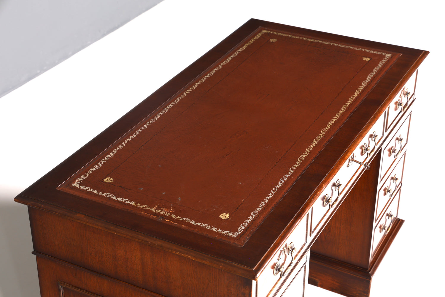 Wunderschöner Englischer Schreibtisch echt Lederauflage Bürotisch Antik Stil Office Desk