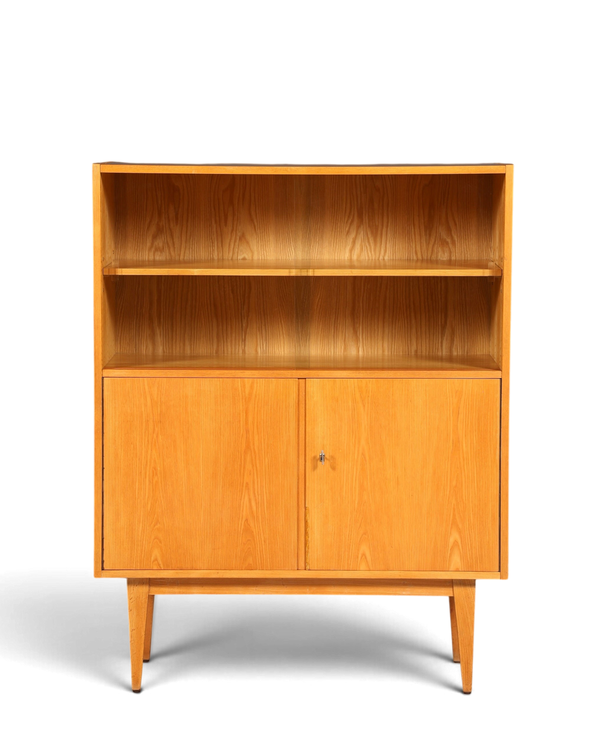 Hauptstadt Möblerei Hellerau Schrank Modell 602 von Franz Ehrlich aus hellem Echtholz im Mid Century Design