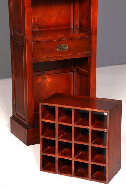 Wunderschönes Bücherregal mit Weinregal Standregal Kolonialstil Regal Weinschrank Bücherschrank Massivholz