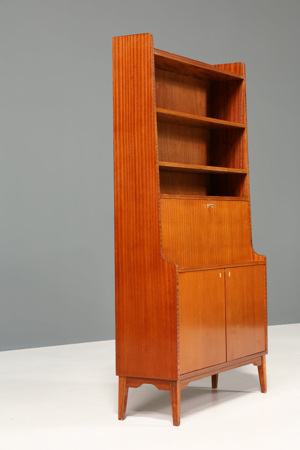 Schlichter Mid Century Schrank Sekretär Bücherregal Retro Highboard Vintage Holz Regal 60er Jahre