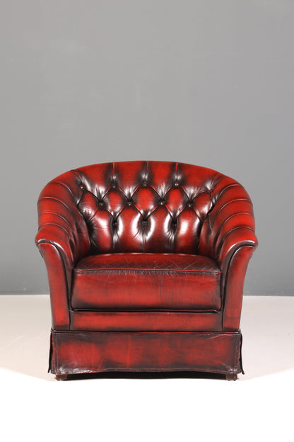 Stilvoller Original Chesterfield Sessel Englischer Armlehnsessel Oxblood Englisch Herrensessel 1 von 2