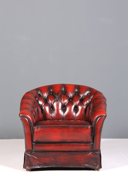Stilvoller Original Chesterfield Sessel Englischer Armlehnsessel Oxblood Englisch Herrensessel 2 von 2