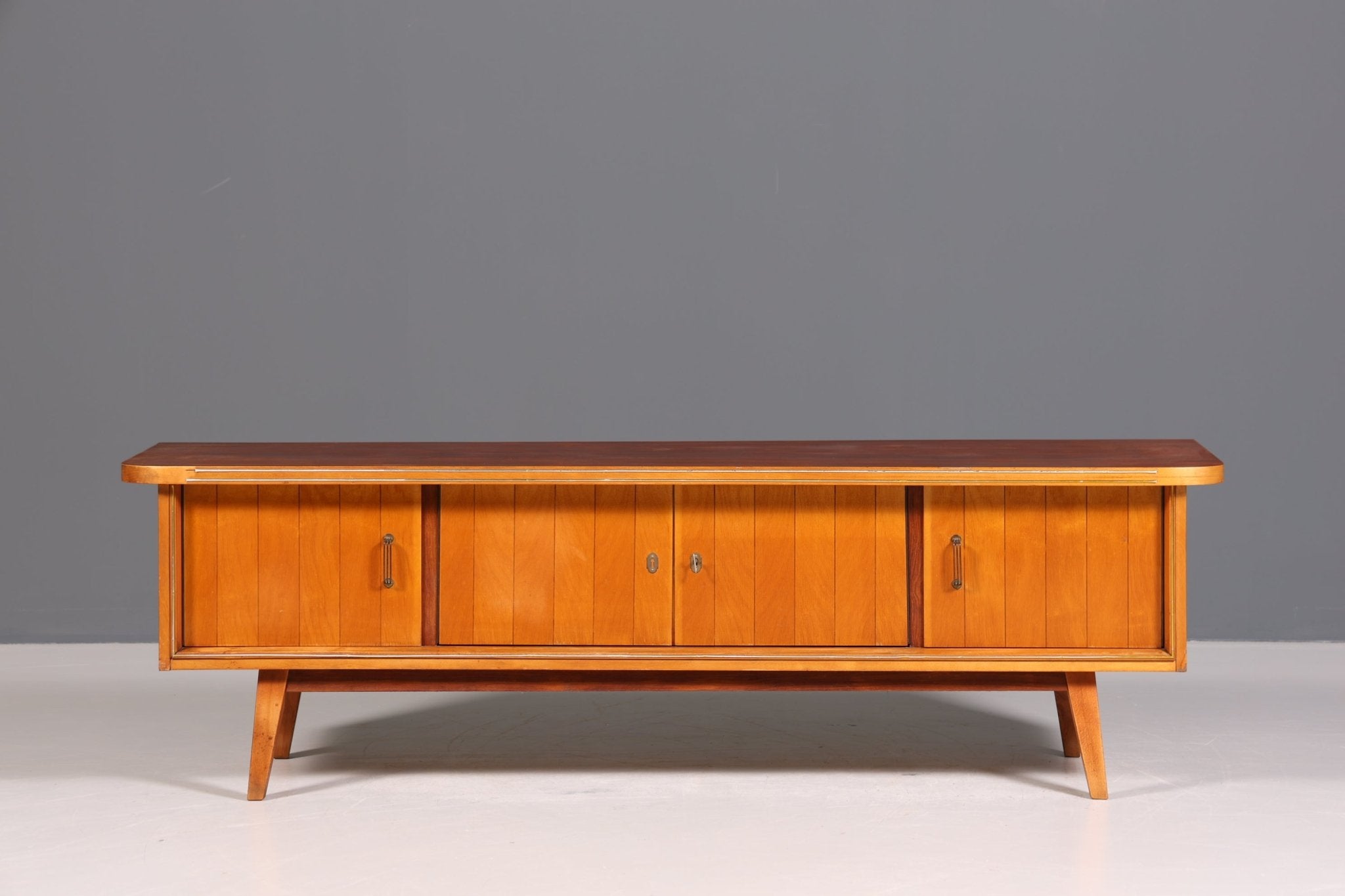 Schlichtes Mid Century Sideboard Vintage TV Kommode 60s Schrank Longboard Retro Lowboard