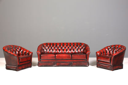 Wunderschönes Original Chesterfield Sofa 3- Sitzer echt Leder Englisch Oxblood Couch
