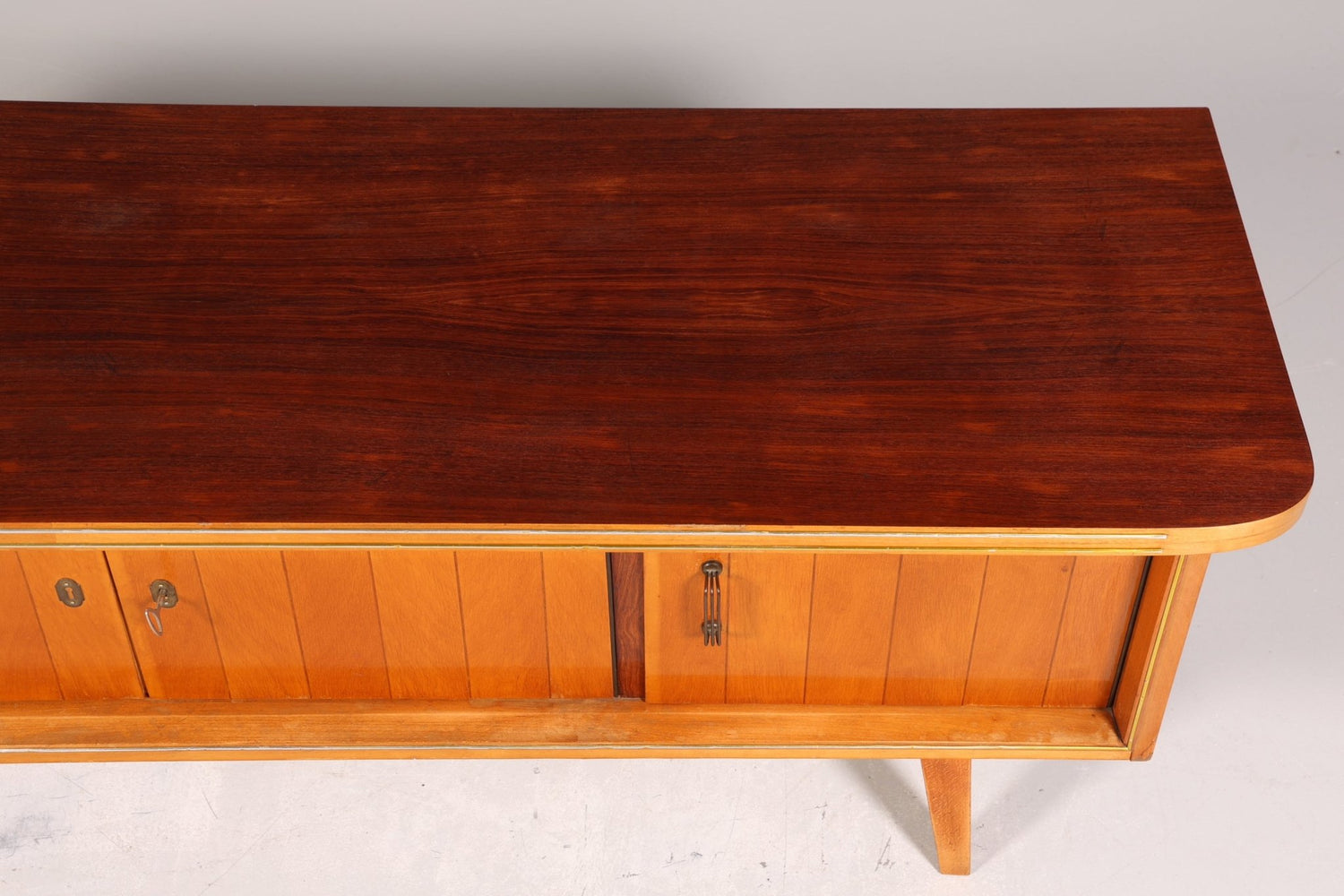 Schlichtes Mid Century Sideboard Vintage TV Kommode 60s Schrank Longboard Retro Lowboard