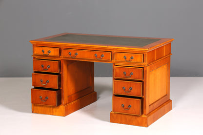 Wunderschöner Englischer Schreibtisch Englisch Eibe Desk Leder Auflage Antik Stil Bürotisch Office Desk