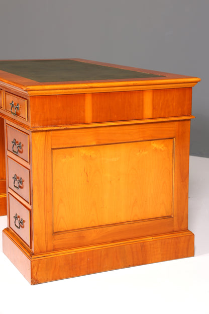 Wunderschöner Englischer Schreibtisch Englisch Eibe Desk Leder Auflage Antik Stil Bürotisch Office Desk