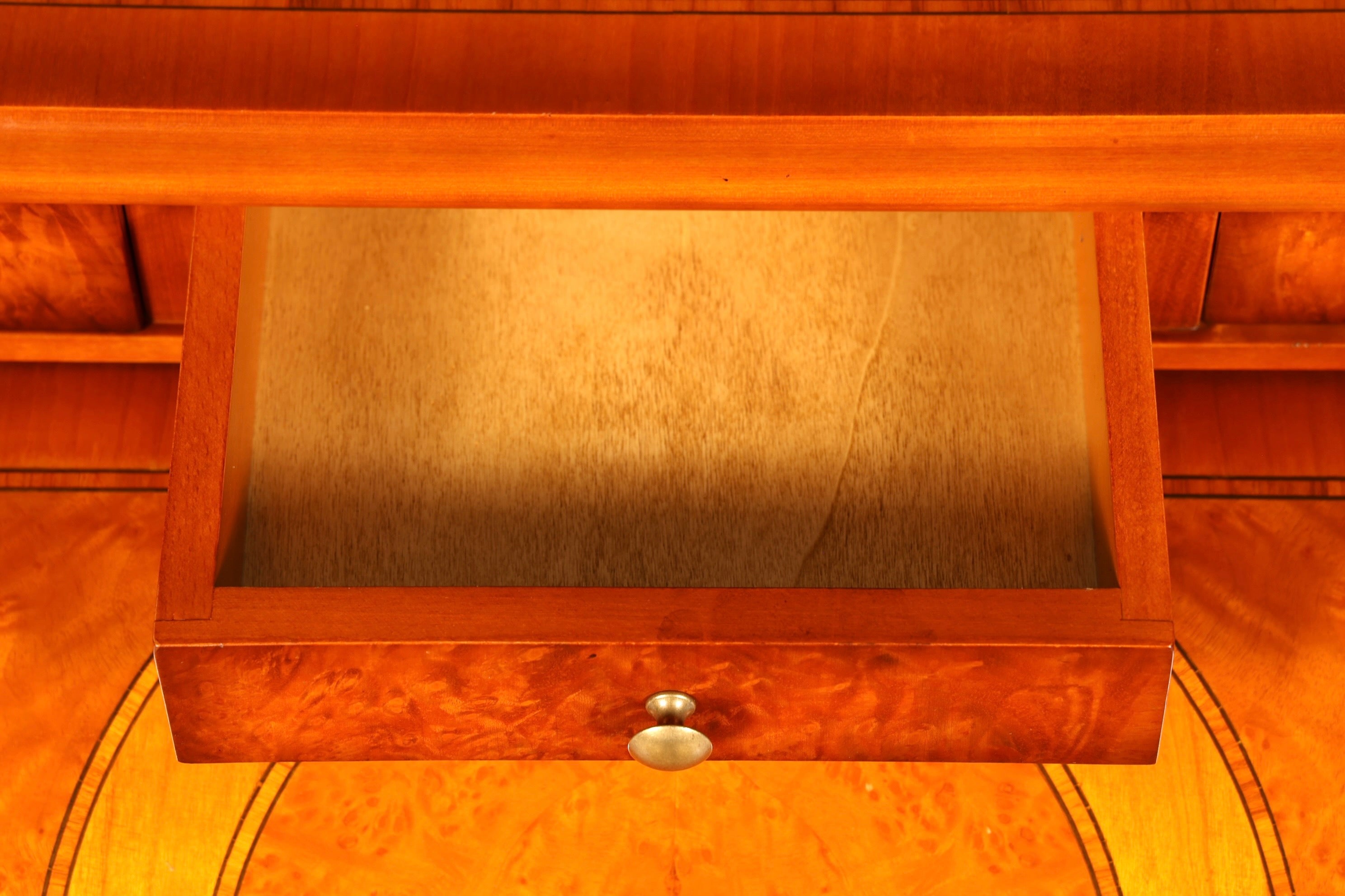Beautiful antique roll-top secretary desk in Baroque style, cylinder desk, writing cabinet, circa 1930