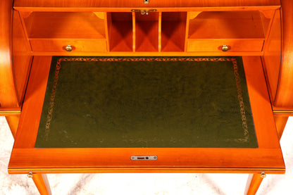 Beautiful antique roll-top secretary desk in Baroque style, cylinder desk, writing cabinet, circa 1930