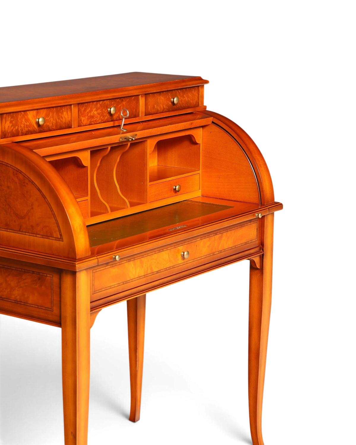 Hauptstadt Möblerei Rollsekretär im Barock Stil aus Holz mit Zylinderverschluss, ausziehbarer Schreibfläche und Schlüssel