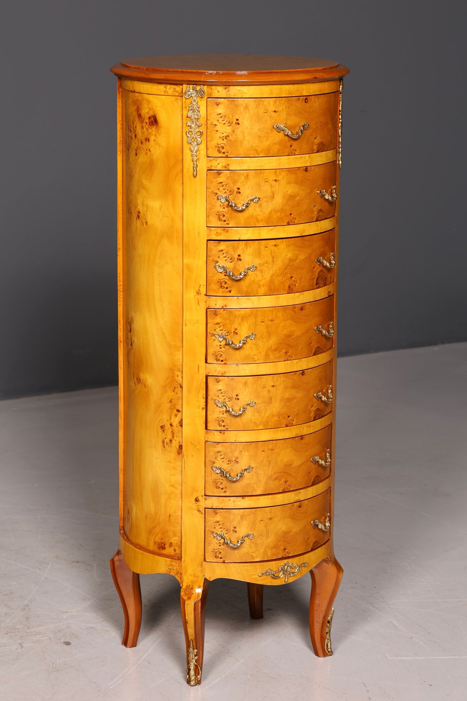 Stunning Baroque-style antique dresser, Louis XV style, Vertiko, birch, highboard, chest of drawers