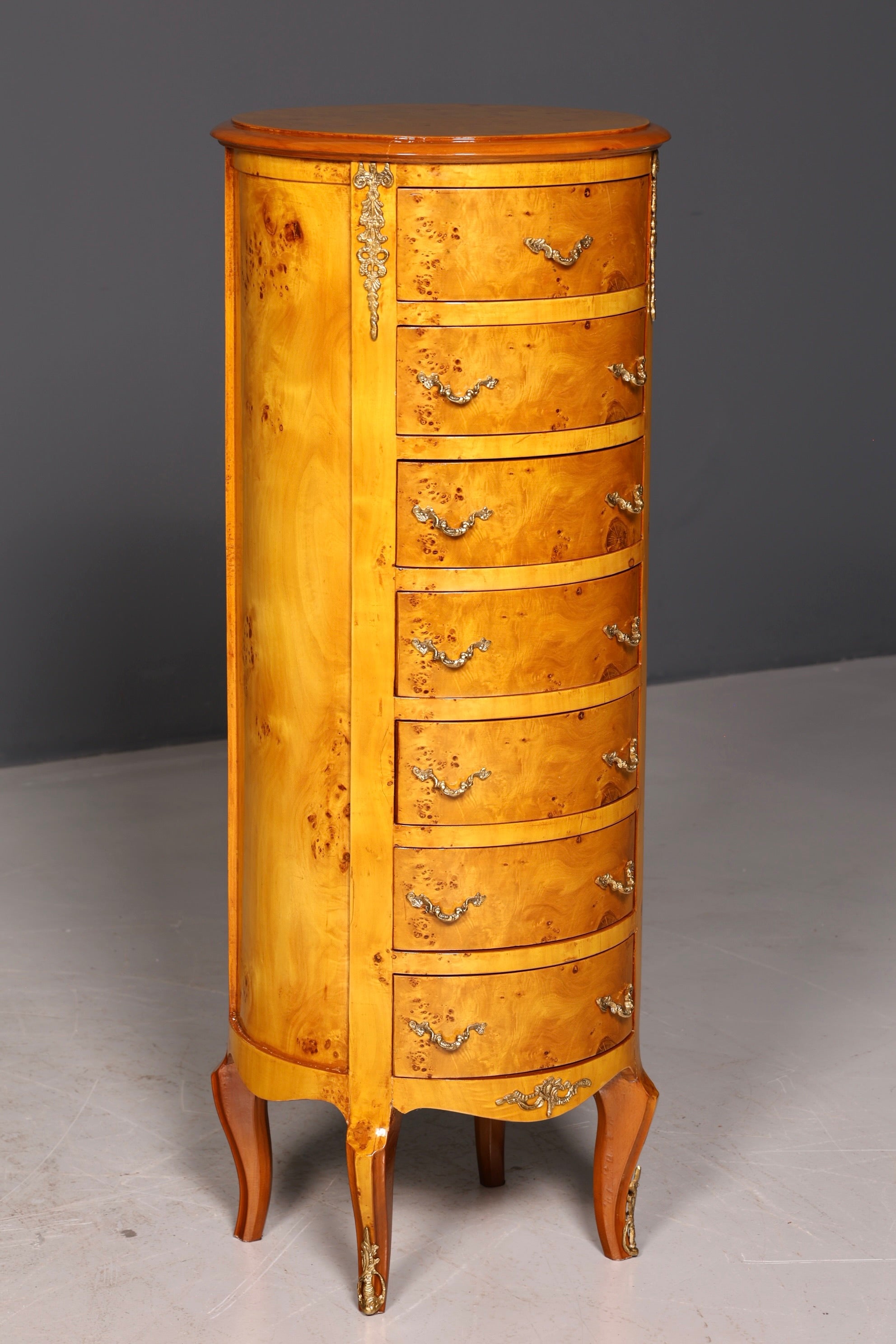 Stunning Baroque-style antique dresser, Louis XV style, Vertiko, birch, highboard, chest of drawers