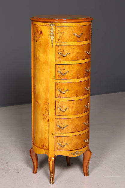 Stunning Baroque-style antique dresser, Louis XV style, Vertiko, birch, highboard, chest of drawers