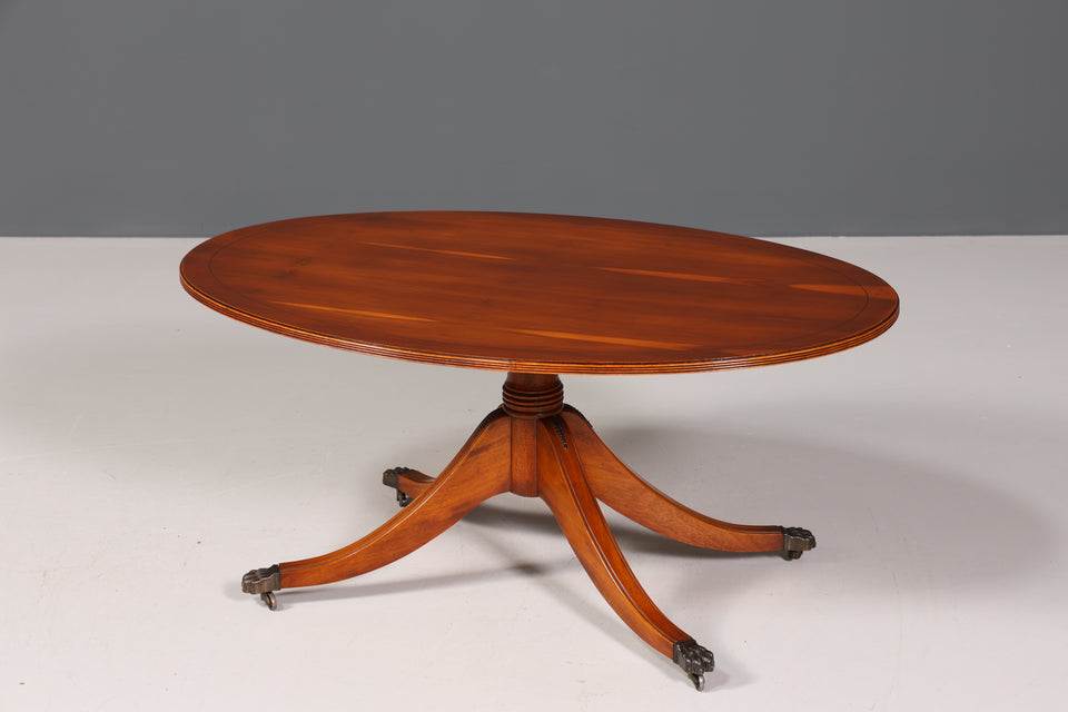 Stilvoller Englischer Tisch Eibe Couchtisch Ablagetisch ovaler Wohnzimmer Tisch