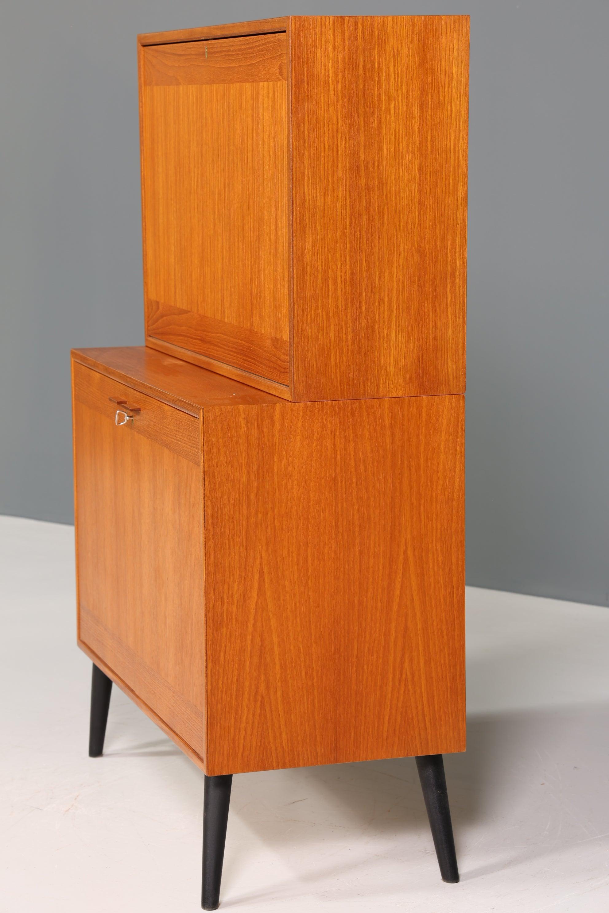 Schlichter Mid Century Schrank Sekretär Bücherregal Retro Highboard Vintage Regal 60s