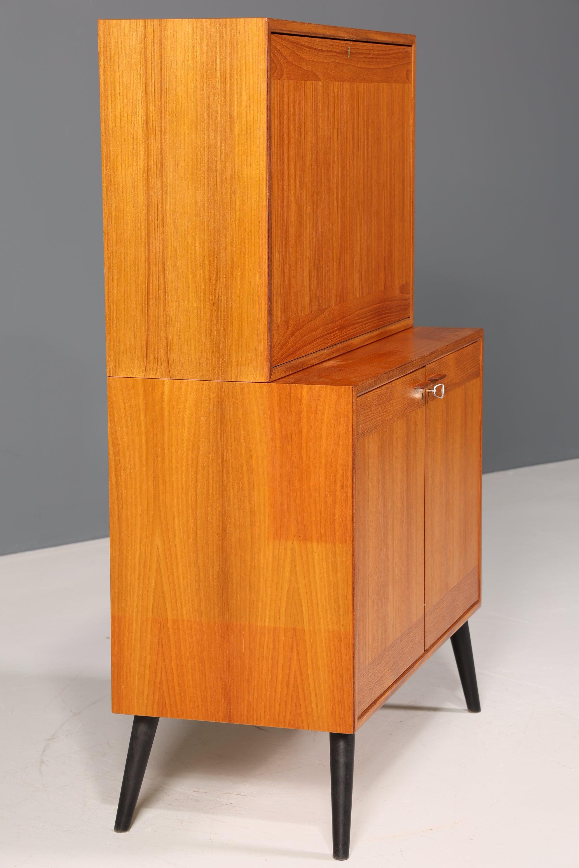 Schlichter Mid Century Schrank Sekretär Bücherregal Retro Highboard Vintage Regal 60s