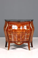 Wunderschöne Bauchige Barock Kommode Messing Marmor Louis XV Sideboard Antik Stil