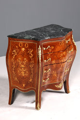 Wunderschöne Bauchige Barock Kommode Messing Marmor Louis XV Sideboard Antik Stil