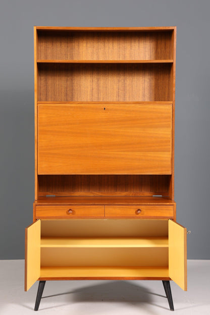 Schlichter Mid Century Schrank Vintage Highboard Sekretär echt Holz Regal 60er Jahre