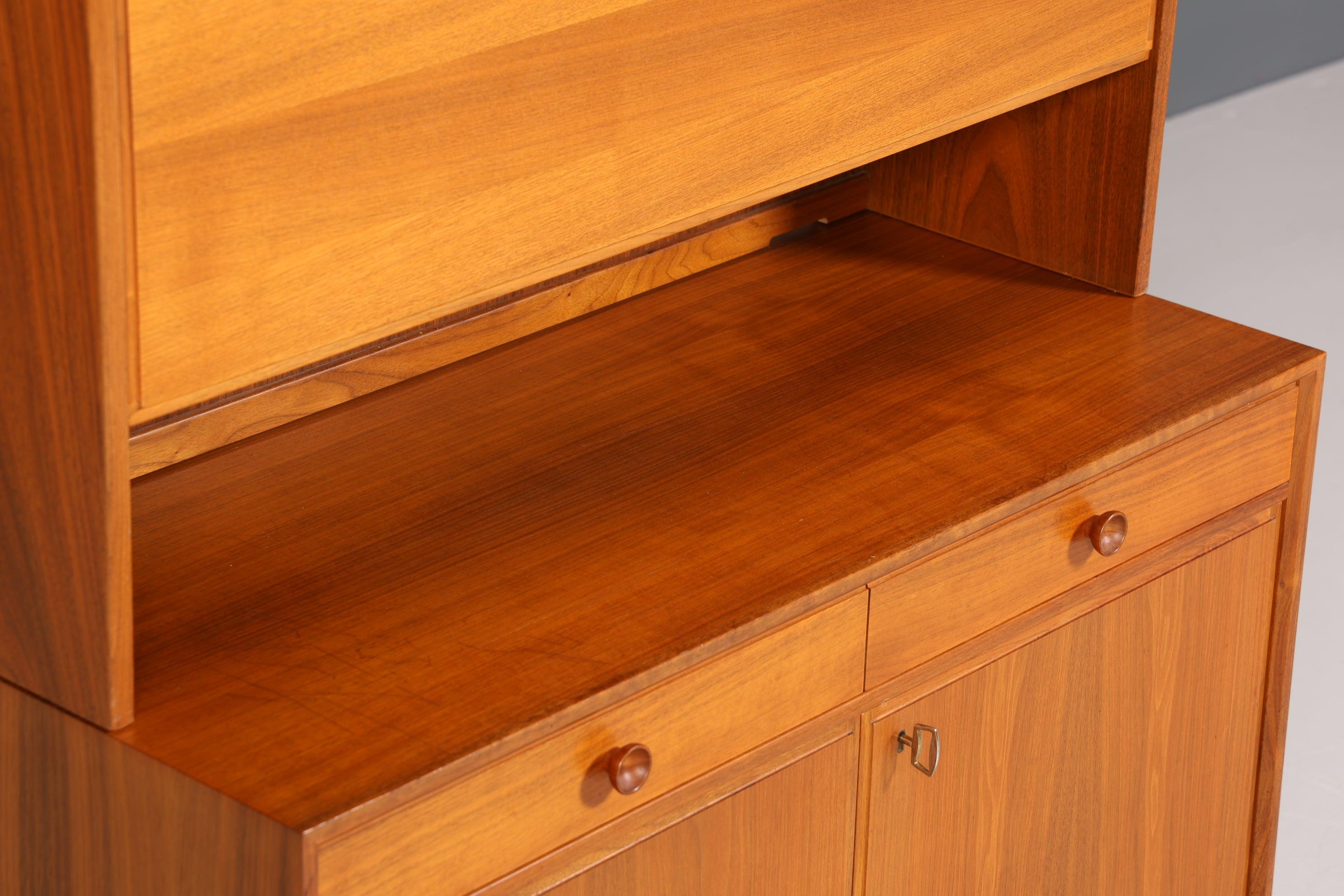 Schlichter Mid Century Schrank Vintage Highboard Sekretär echt Holz Regal 60er Jahre