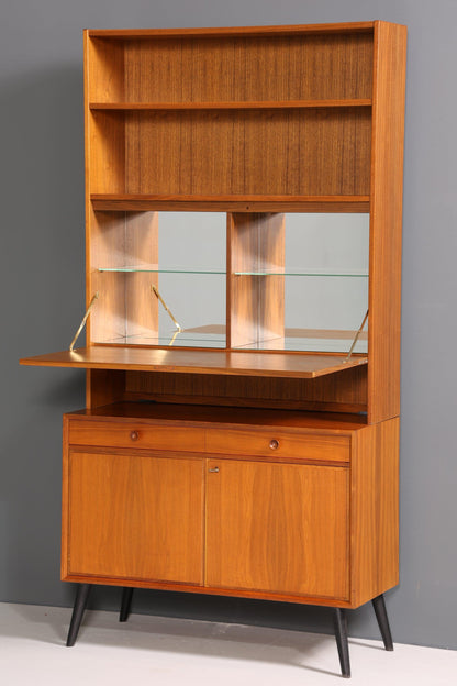 Schlichter Mid Century Schrank Vintage Highboard Sekretär echt Holz Regal 60er Jahre