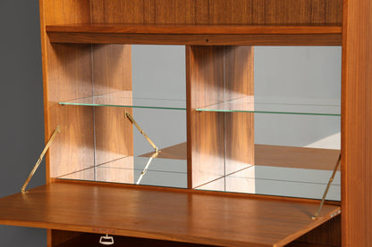 Schlichter Mid Century Schrank Vintage Highboard Sekretär echt Holz Regal 60er Jahre