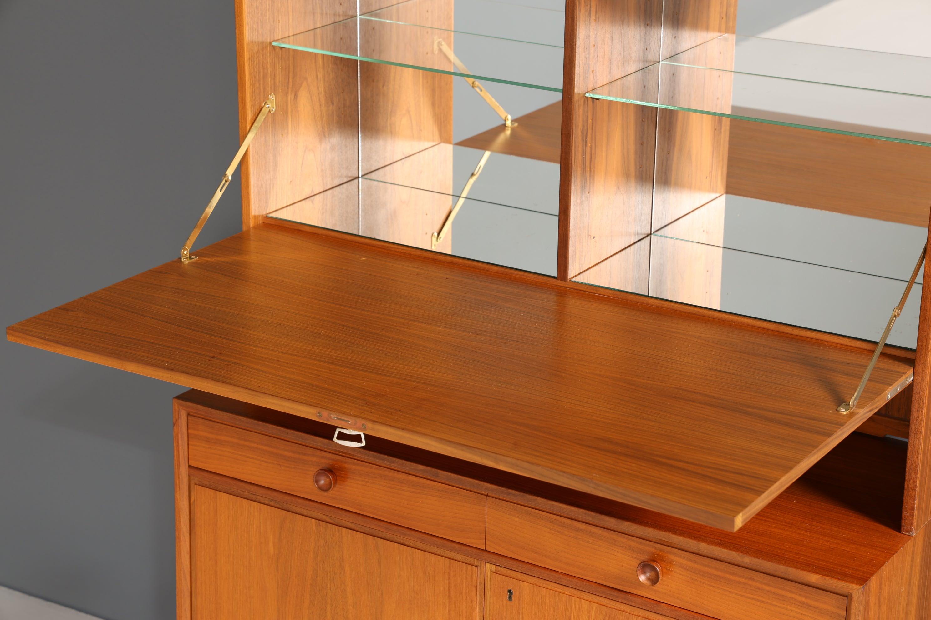 Schlichter Mid Century Schrank Vintage Highboard Sekretär echt Holz Regal 60er Jahre