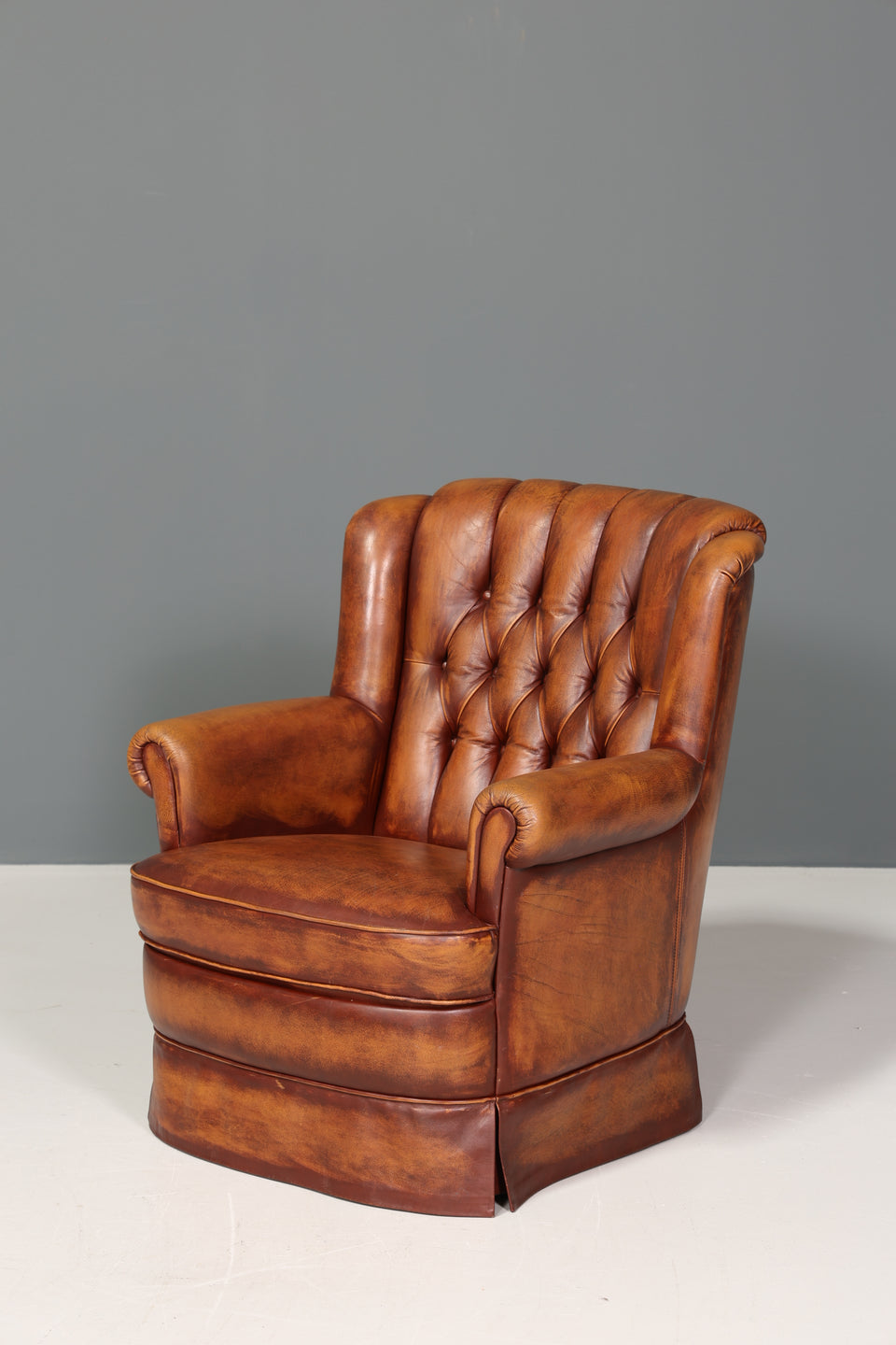 Wunderschöner Original Chesterfield echt Leder Sessel Englisch Herrensessel braun 1 von 2