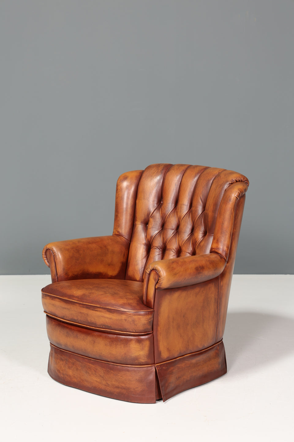 Wunderschöner Original Chesterfield echt Leder Sessel Englisch Herrensessel braun 2 von 2