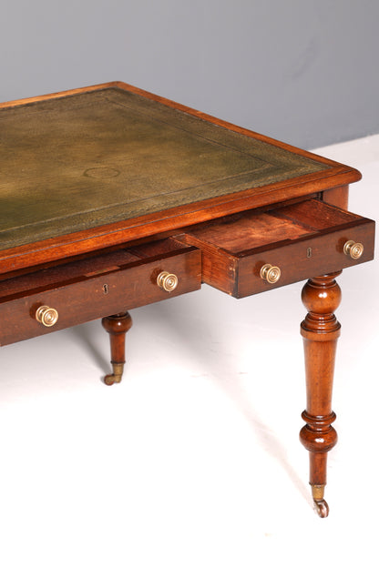 Wunderschöner Englischer Schreibtisch Echt Lederauflage Regency Stil Bürotisch Office Desk Antik