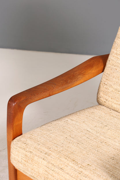 Wunderschöner Original Juul Kristensen Sessel Mid Century Liegefunktion Armlehnsessel Made in Denmark Teak Holz Lounge Sessel 60s 2 von 2
