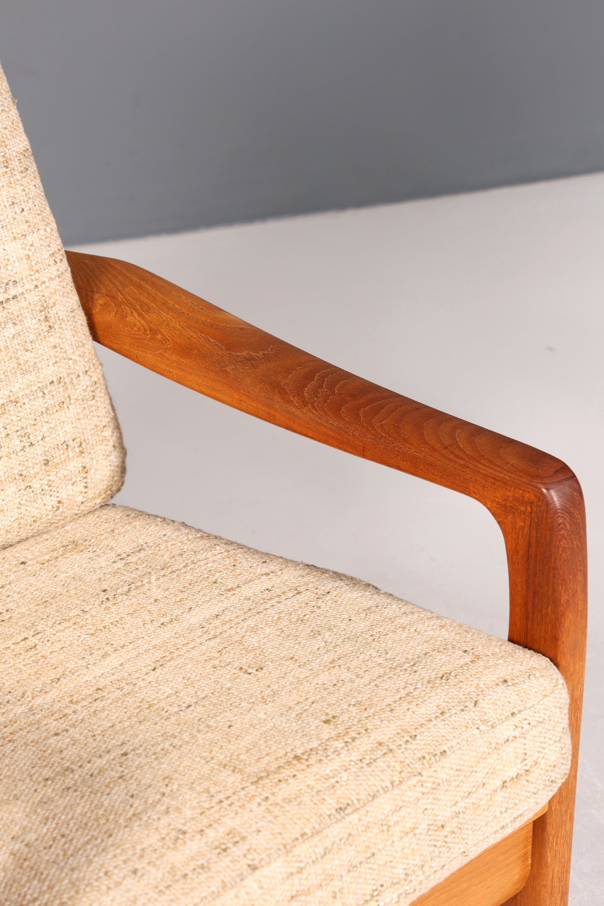 Wunderschöner Original Juul Kristensen Sessel Mid Century Liegefunktion Armlehnsessel Made in Denmark Teak Holz Lounge Sessel 60s 2 von 2