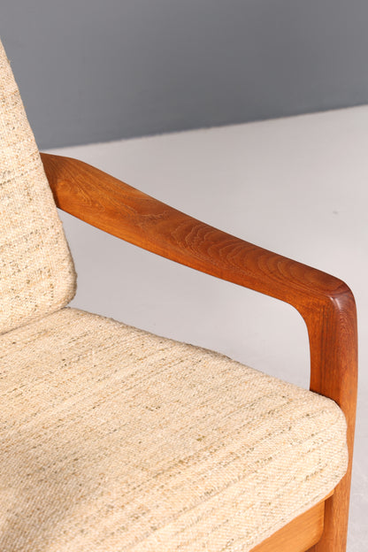 Wunderschöner Original Juul Kristensen Sessel Mid Century Liegefunktion Armlehnsessel Made in Denmark Teak Holz Lounge Sessel 60s 2 von 2