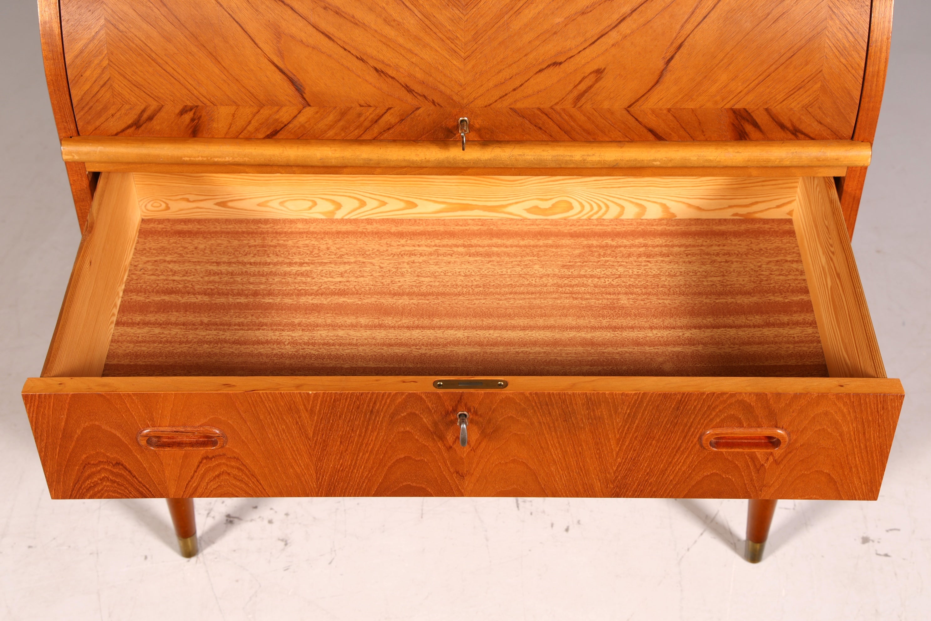 Wunderschöner Mid Century Rollladen Sekretär Danish Design echt Holz Schreibkommode 60er Jahre