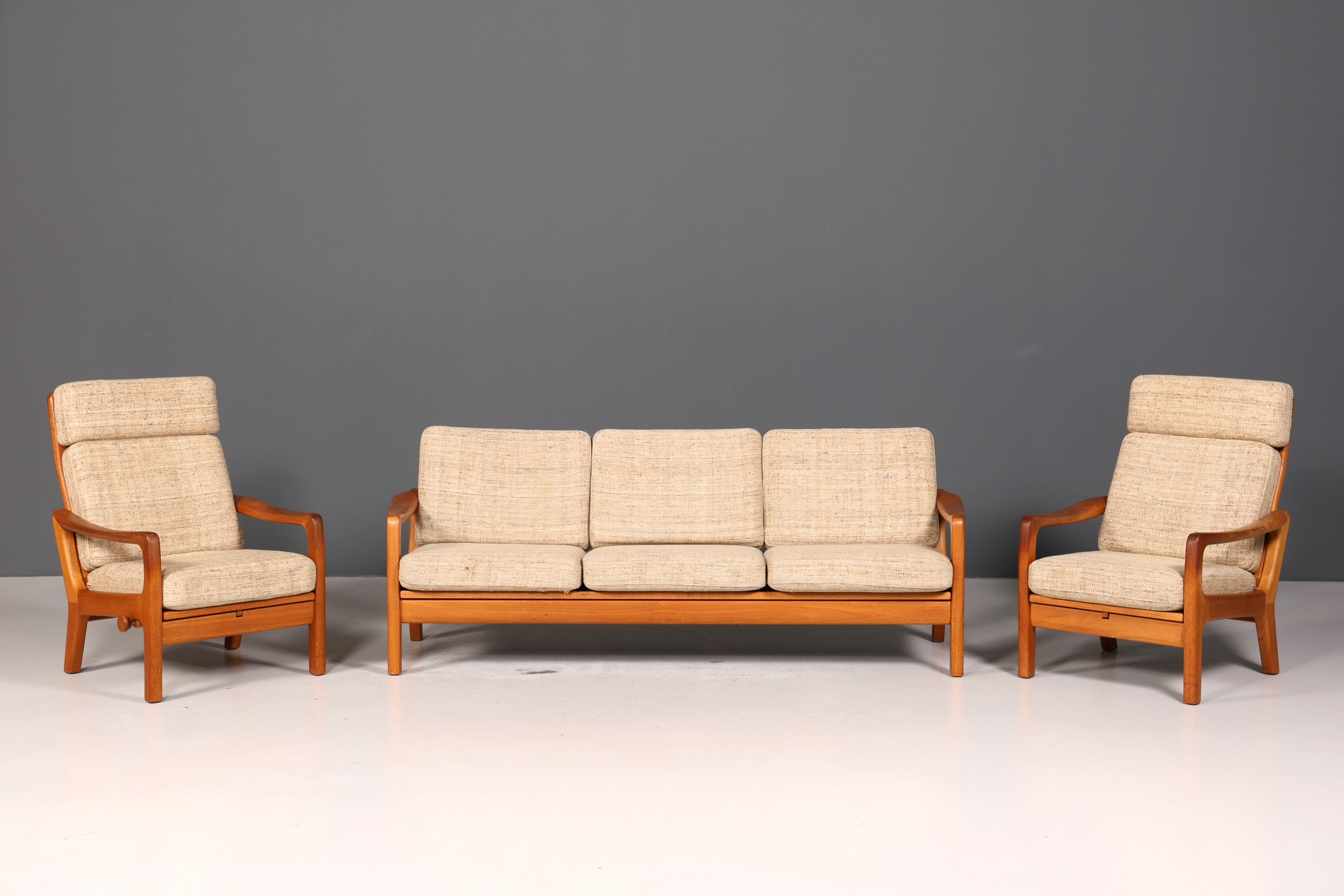 Wunderschöner Original Juul Kristensen Sessel Mid Century Liegefunktion Armlehnsessel Made in Denmark Teak Holz Lounge Sessel 60s 2 von 2