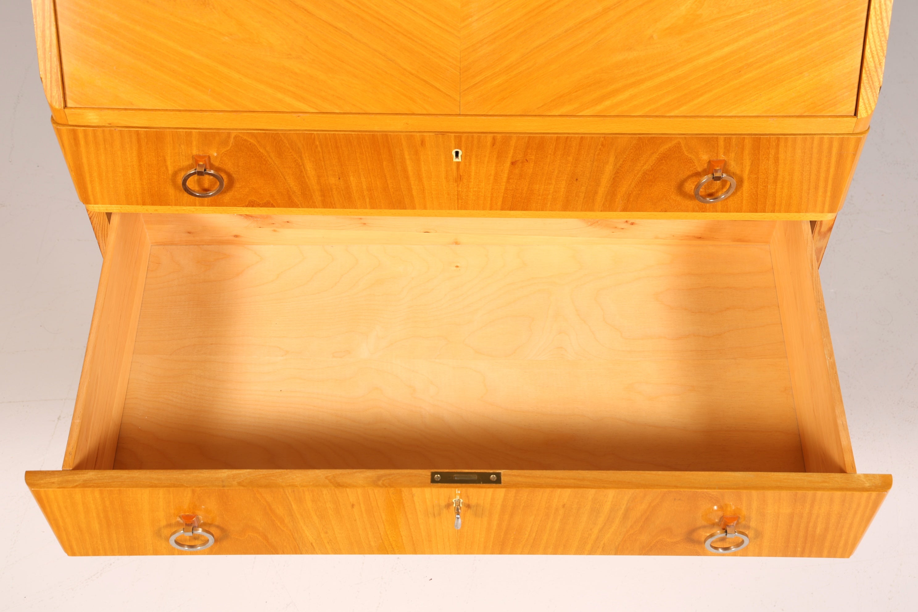 Schlichter Mid Century Sekretär Vintage Schreibmöbel echt Holz Kommode Retro Office Secretary