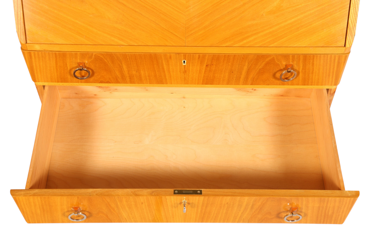 Schlichter Mid Century Sekretär Vintage Schreibmöbel echt Holz Kommode Retro Office Secretary