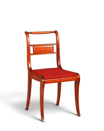 Hauptstadt Möblerei englischer Regency Stuhl aus Holz mit rotem Sitzpolster und eleganter Maserung