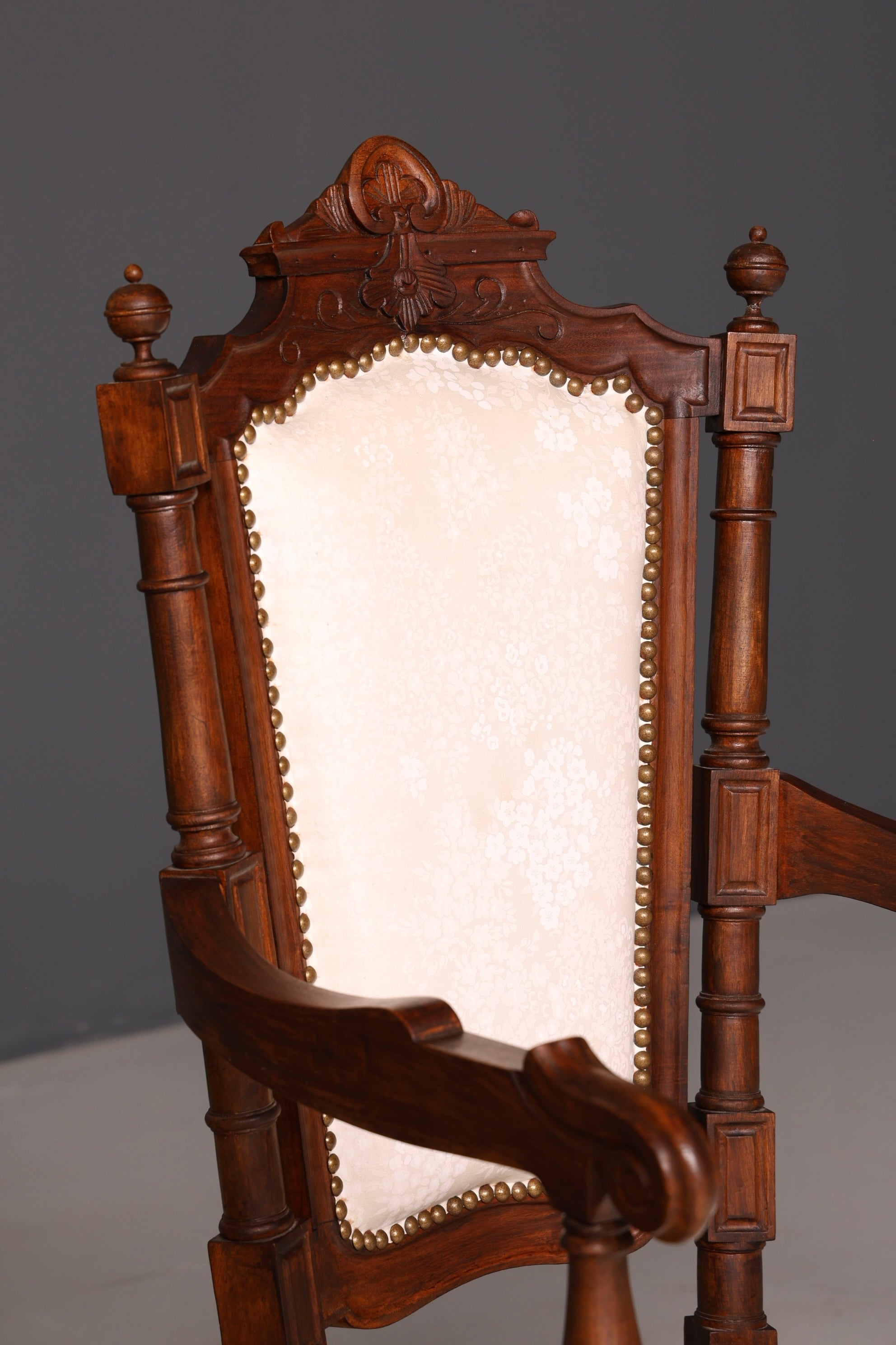 Elegant Neo-Renaissance armchair, antique chair, Gründerzeit secretary chair, desk chair, upholstered chair, 1 of 2