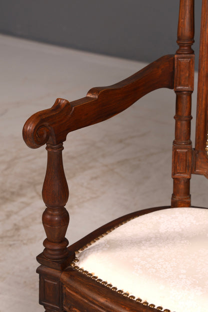 Elegant Neo-Renaissance armchair, antique Historicist chair, Gründerzeit secretary chair, desk chair, upholstered chair 2 of 2