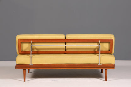 Seltenes Original Knoll Antimott Sofa Mid Century Couch Daybed Teak Holz 3-Sitzer Sofa Schlafsofa