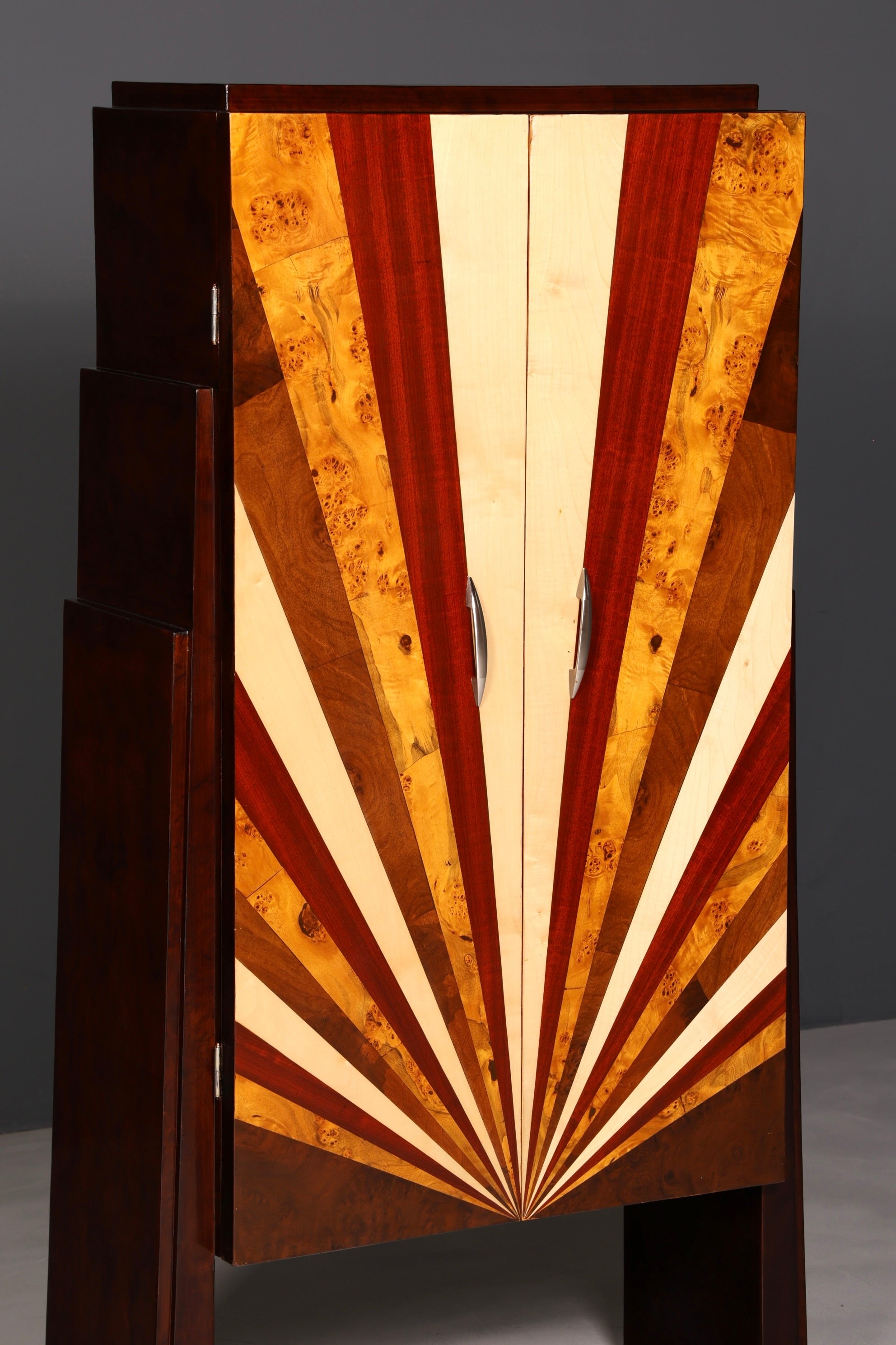 Stunning Art Deco designer cabinet, highboard, chest of drawers, vertiko, Sun, linen cabinet, hallway cabinet