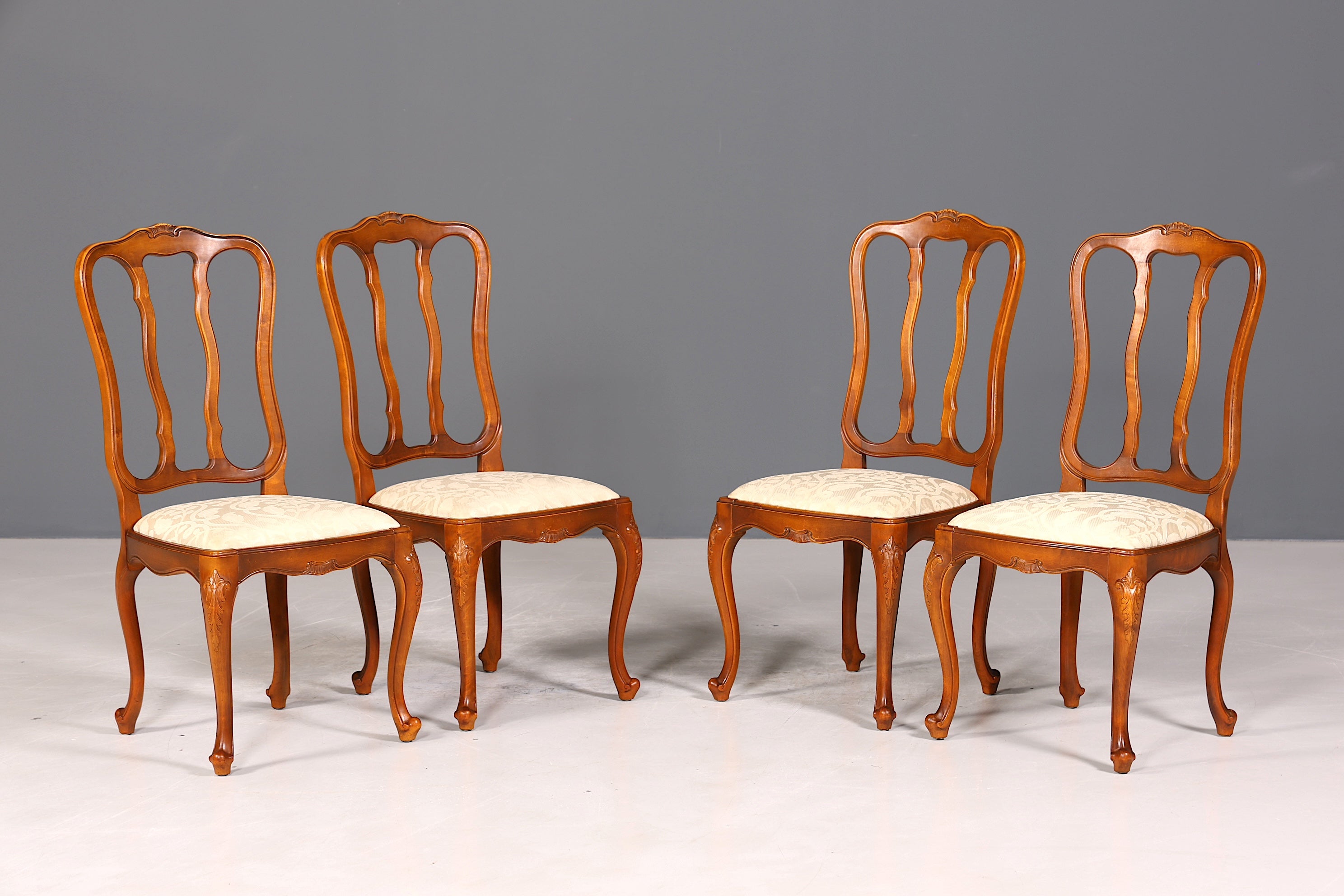 4x Traumhafte Chippendale Stühle Barock Stil Stuhlset Polsterstuhl Set Küchenstühle Esszimmer Stühle