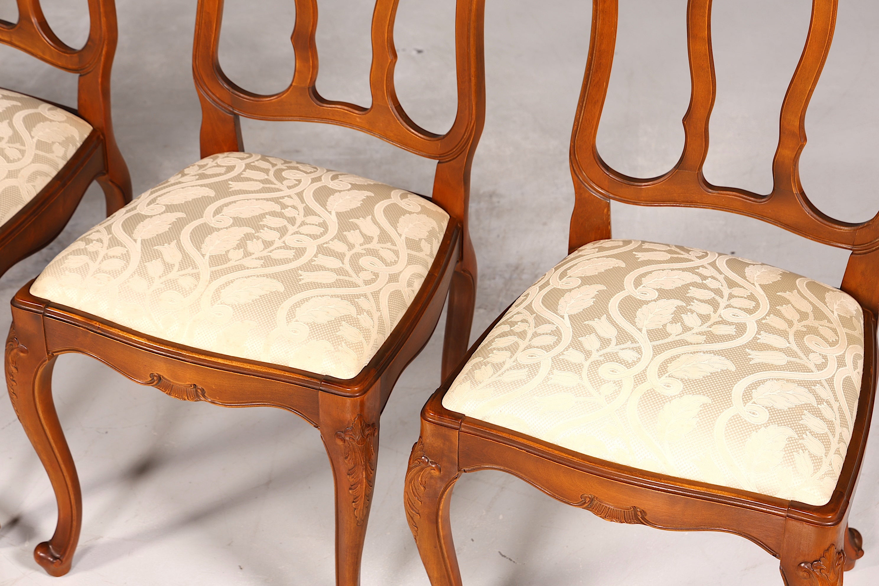 4x Traumhafte Chippendale Stühle Barock Stil Stuhlset Polsterstuhl Set Küchenstühle Esszimmer Stühle