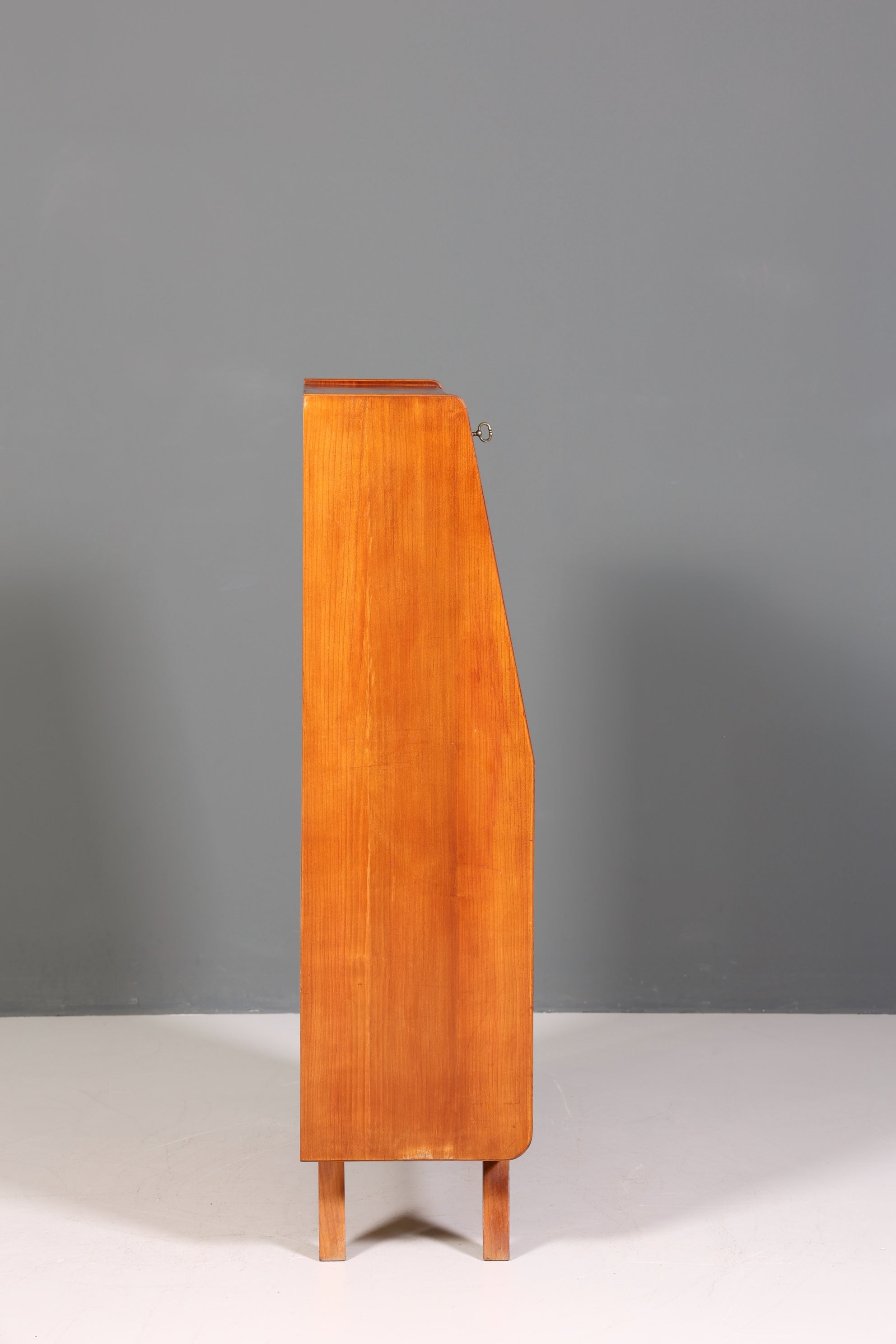 F222 Finish cm Schlichter Mid Century Sekretär Vintage Schreibmöbel echt Holz Kommode Office Secretary