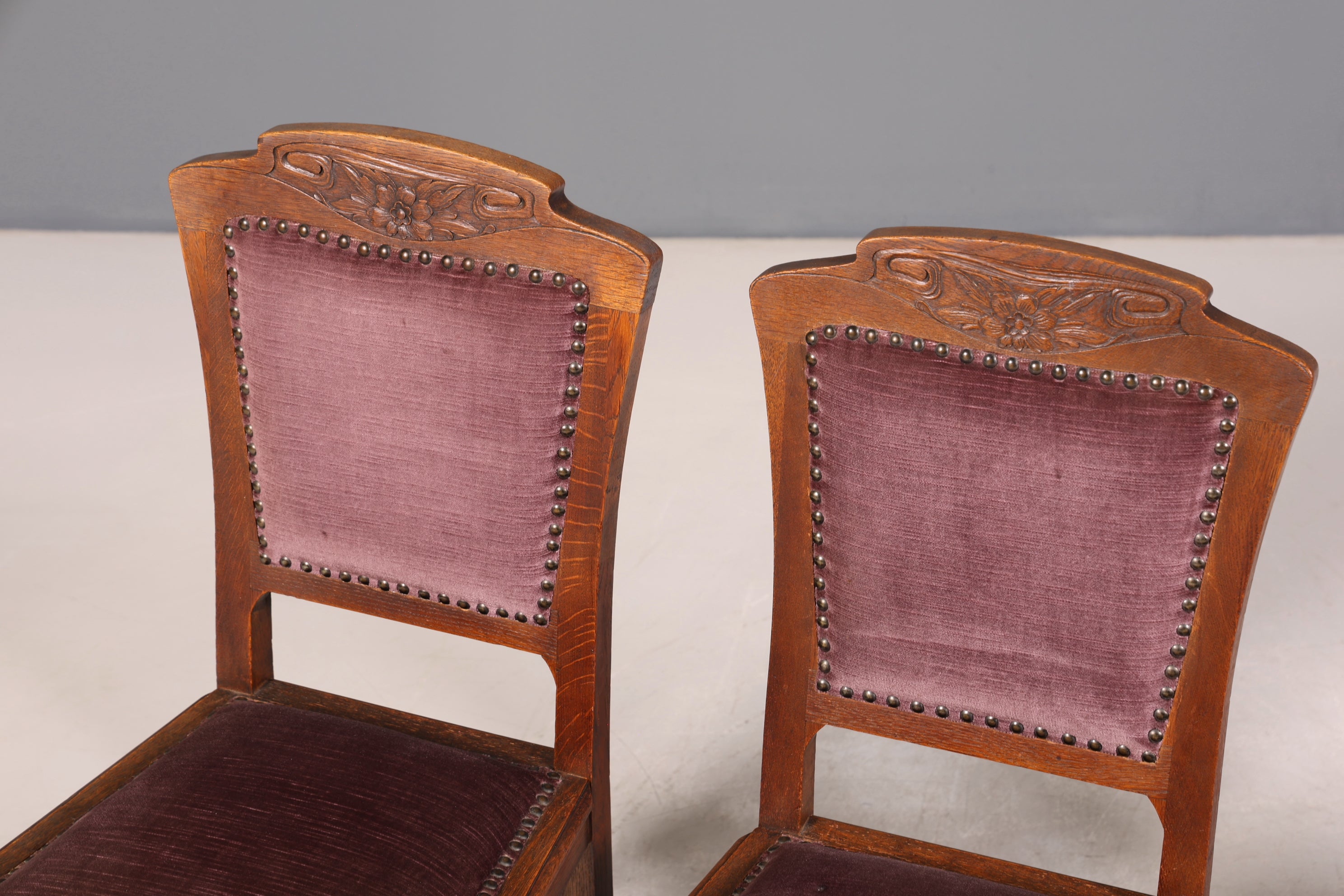 4x Wunderschöne Jugendstil Stühle Antik Stuhl Set Eiche Küchenstühle Esszimmer Stühle um 1900