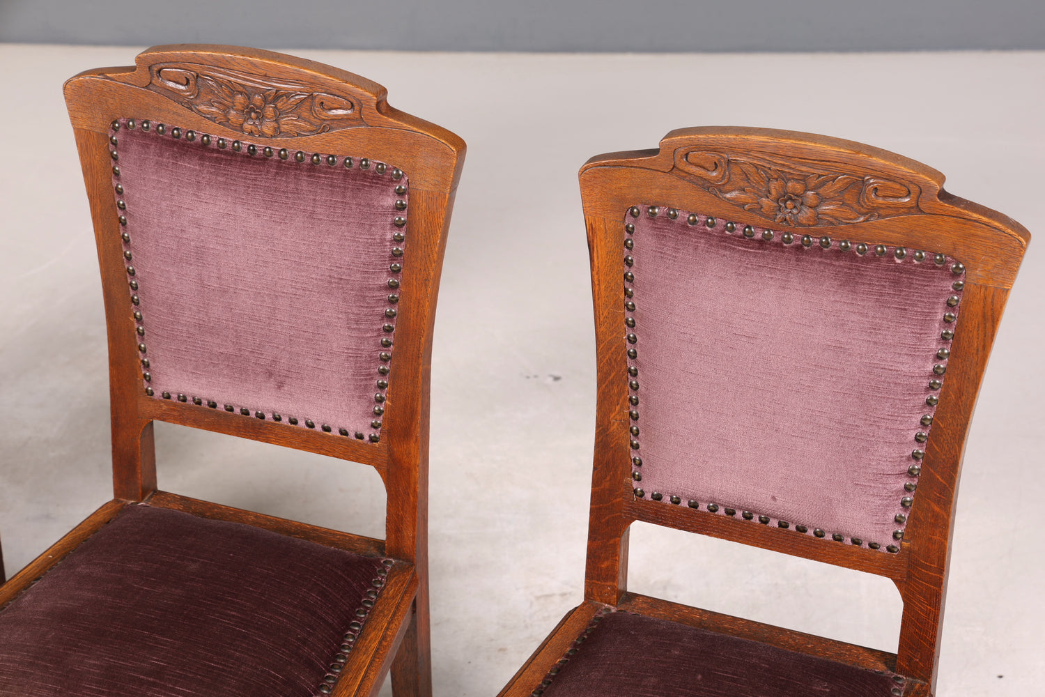 4x Wunderschöne Jugendstil Stühle Antik Stuhl Set Eiche Küchenstühle Esszimmer Stühle um 1900