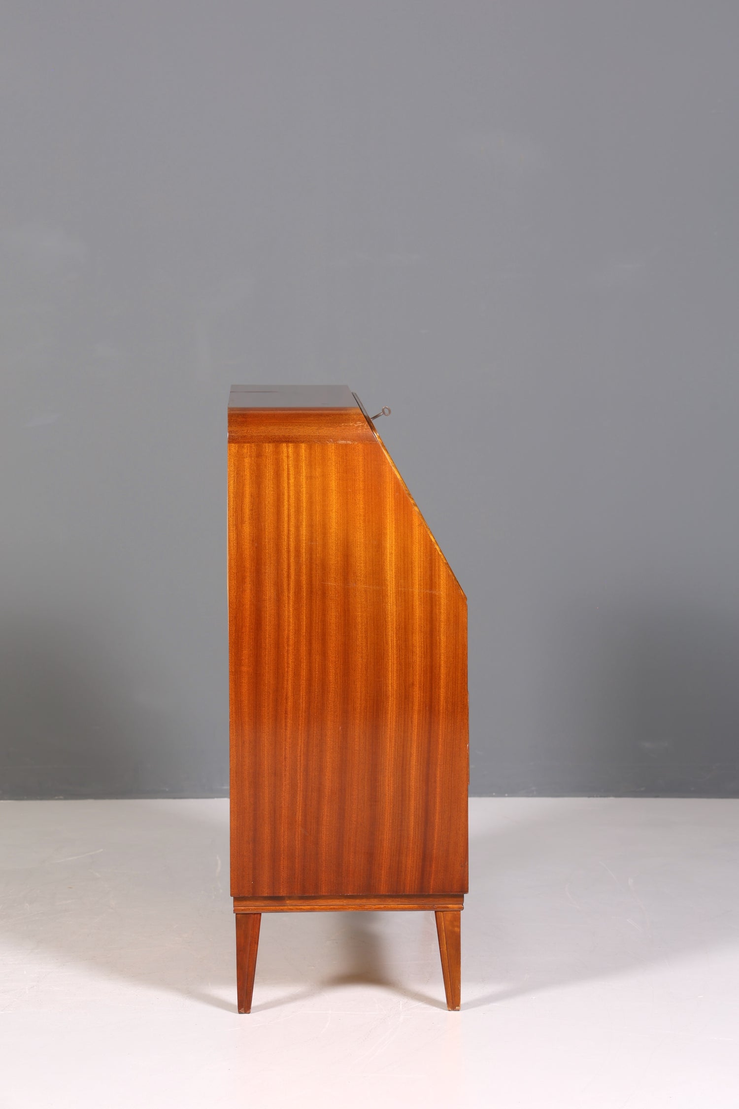 F223 Finish cm Schlichter Mid Century Sekretär Vintage Schreibmöbel echt Holz Kommode Office Secretary